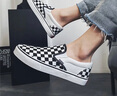 卡帝樂(lè )鱷魚(yú)（CARTELO）棋盤(pán)黑白格子帆布鞋男低幫一腳蹬懶人鞋韓版潮百搭情侶運動(dòng)滑板鞋 黑白格 VT03 41 男 曬單實(shí)拍圖