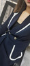 AD高端職業(yè)西裝套裝女神范氣質(zhì)設(shè)計(jì)感西服外套春季通勤商務(wù)正裝 藏青色西裝+褲子 L 曬單實(shí)拍圖