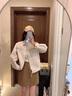 艾珠兒（Aizhuer）米白色工裝外套女短款2024春秋新款韓系小個(gè)子百搭休閑夾克上衣潮 米白色 M 曬單實(shí)拍圖
