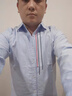 末真純棉襯衫男百搭舒適休閑上衣外套小清新男裝衣服春秋季長(cháng)袖襯衣男 藍色 L 曬單實(shí)拍圖