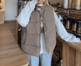 逸兼馬甲外套女春季秋冬女羽絨棉白色小個(gè)子馬甲背心韓版寬松棉襖外套 外穿馬甲【卡其色】 S （建議80-100斤） 曬單實(shí)拍圖