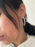 玖長(cháng)時(shí)【菱形】999純銀菱形大耳圈銀耳環(huán)女寬面大號圓圈生日禮物送女友 999足銀 40mm 曬單實(shí)拍圖