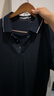 金利來男士冰絲短袖T恤冰氧酷涼感條紋翻領(lǐng)休閑POLO 藏藍(lán)-95K1 L  曬單實拍圖