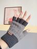 羅蒙半指手套男女秋冬季加厚保暖防寒風(fēng)戶(hù)外騎行針織毛線(xiàn)寫(xiě)字露指 灰色 曬單實(shí)拍圖
