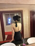 柯帛泳衣女韓版性感深V連體女士泳裝旅游度假復古顯瘦遮肚新款泳衣 黑色 XL（推薦體重115-128斤） 曬單實(shí)拍圖