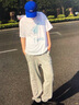 爵少港風(fēng)短袖T恤男2023夏季新款五分袖衣服百搭ins潮牌原宿風(fēng)半袖體恤 白色 L 曬單實(shí)拍圖