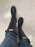 HUNTER雨靴Refined高筒靴金屬孔圈防滑防水戶外廋腿長(zhǎng)筒靴女鞋 黑色/BLK 36 曬單實(shí)拍圖