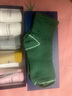 維爾雅（WEIERYA） 襪子女抗菌防臭襪中筒襪條紋秋冬款白色吸汗透氣運動(dòng)棉襪潮長(cháng)筒 米白2淺灰1粉色1綠色1姜黃1雙 曬單實(shí)拍圖