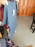 橫行道2024夏裝新款純色上衣服白色短袖T恤寬松女裝打底衫體恤半袖 牛仔藍(lán) 4XL 曬單實(shí)拍圖