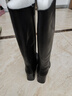 莎莎蘇秋冬新款方頭高粗跟騎士靴旅行時(shí)裝長(cháng)靴配裙子 黑色 36 曬單實(shí)拍圖