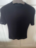 深呼吸DEEP BREATH女裝小煙管領(lǐng)三醋酸金銀絲修身短袖針織T恤衫A301240 黑 M (3) 曬單實(shí)拍圖
