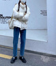 艾珠兒（Aizhuer）短款羽絨棉服女2026新款韓版寬松牛角扣棉衣面包服秋冬季厚外套女 米白色 M 曬單實拍圖