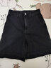 深呼吸DEEP BREATH女裝簡(jiǎn)約高腰直筒休閑純棉牛仔短褲女A100235 黑 S (2碼) 曬單實(shí)拍圖
