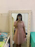歌莉婭蝴蝶結(jié)連衣裙女泡泡袖方領(lǐng)短袖溫柔小黑裙小個子公主裙117R4K030 13R淺蜜桃紅 M (160) - 曬單實(shí)拍圖