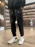啄木鳥(niǎo)休閑褲男2025秋冬新款加絨加厚束腳褲男寬松百搭男士九分褲子男褲 8009灰色常規 XL 建議120-145斤 曬單實(shí)拍圖