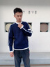 TNOM BIOWHE TB圓領毛衣男打底衫加厚白邊粗織毛衫上衣新款男裝針織衫毛線保暖衣 海軍藍 1/M 曬單實拍圖