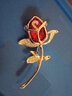 依特玫瑰花胸針高檔女士精致氣質(zhì)西裝胸花別針絲巾針裝飾配飾品禮物 金紅色 曬單實(shí)拍圖