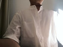 席臣夏季立領(lǐng)短袖短袖襯衫潮男士大碼純棉休閑港風(fēng)襯衣 白色 2XL（150-165斤） 曬單實(shí)拍圖