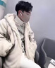 安初夏美式扎染羊羔絨棉服男加厚保暖棉衣冬季潮牌寬松連帽棉襖男裝外套 米白色 XL 曬單實拍圖