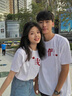 MDlila【兩件】情侶裝衣服夏季裝短袖t恤2025新款一男一女套裝班服定制 我們男白+女白 L 男/女S 曬單實(shí)拍圖