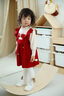 班喜迪女童連衣裙冬裝洋氣針織裙子周歲女寶寶禮服抓周拜年服兒童公主裙 紅色 100 cm 曬單實(shí)拍圖