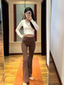 361°喇叭褲女高腰提臀顯瘦健身服舞蹈闊腿裸感瑜伽褲 焦茶咖 S 曬單實拍圖
