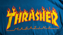THRASHER【THRASHER官方】FLAME TEE火焰潮滑板短袖T恤 王一博同款 海洋藍黃火焰 L 曬單實(shí)拍圖