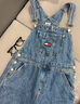 TOMMY JEANS【工裝闊腿】秋冬女美式潮流大口袋刺繡直筒牛仔背帶褲 牛仔藍1A5 S 曬單實拍圖