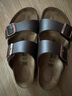 BIRKENSTOCK勃肯德國(guó)進(jìn)口男女款牛皮革經(jīng)典款軟木Arizona雙扣拖鞋 棕色常規(guī)版51101 39 曬單實(shí)拍圖