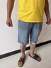 花花公子【兩件裝】牛仔褲子男士夏季休閑短褲寬松直筒五分褲子男中褲男裝 202藍色+202黑色 XL 曬單實拍圖
