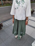 景華年春夏新中式女漢服國(guó)風(fēng)學(xué)生班服古風(fēng)漢元素盤扣刺繡旗袍上衣半身裙 白色上衣+綠色裙子 L (建議105-115斤) 曬單實(shí)拍圖