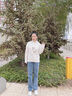 純邇雪尼爾半高領(lǐng)毛衣女冬季針織衫女寬松慵懶風(fēng)加厚女裝刺繡小鹿上衣 花米色 L 曬單實拍圖