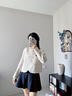 lagogo【綿羊毛】含蠶絲毛呢大衣女拉谷谷2024冬季新款圓領(lǐng)短外套 米色(T2) L 曬單實(shí)拍圖