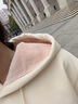 名創(chuàng)優(yōu)品（MINISO）連帽衛(wèi)衣女2024新款爆款小個(gè)子外套秋冬加絨加厚上衣寬松休閑女裝 【升級(jí)保暖絨】奶白色(熊仔口袋胸標(biāo)) M 160 (新一代升級(jí)工藝) 曬單實(shí)拍圖