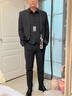 羅蒙（ROMON）西裝套裝男新郎結婚禮服高端彈力修身商務(wù)休閑職業(yè)正裝西服套裝男 深灰（兩件套） 2XL （建議135-145斤） 曬單實(shí)拍圖