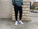 NASA RHUDE休閑褲男士潮流修身褲束腳褲九分褲小腳褲子男夏季冰絲褲男生夏天 719黑色 XL (建議體重130-150斤) 曬單實拍圖