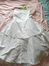 小咔衣濃女童生日主持人公主裙花童婚紗小女孩晚禮服兒童鋼琴演出服春夏季 白色前短后長 130 曬單實拍圖