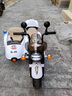 派克奇大號兒童電動(dòng)摩托車(chē)可坐雙人侉子車(chē)童車(chē)三輪車(chē)寶寶玩具車(chē)可坐大人 白色12A電瓶+皮座+手擰+喊話(huà)器 曬單實(shí)拍圖