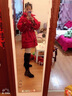布力潘本命年羽絨服女紅色短款結(jié)婚敬酒回門服新娘平時可穿喜慶過年衣服 大紅色 S 曬單實拍圖
