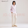 GANT甘特春夏女士襯衣簡約氣質(zhì)復(fù)古條紋透氣亞麻休閑長袖襯衫 519淺紫 34 曬單實拍圖