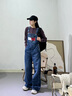 TOMMY JEANS【美式復(fù)古】女裝純棉經(jīng)典潮流拼色大口袋牛仔背帶褲19637 牛仔藍1A5 S 曬單實拍圖