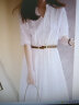 皮尔卡丹（pierre cardin）连衣裙2024新款夏季时尚女装韩版纯色短袖简约时尚中长款裙子女 白色 M（建议95-105斤） 实拍图