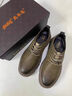 老爺車(chē)皮鞋男真皮春夏透氣鏤空皮涼鞋男休閑圓頭厚底大頭皮鞋復古男鞋 LYC6503卡其【四季款】 40 曬單實(shí)拍圖