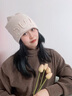 儂依拉 帽子女秋冬季包頭帽韓版潮套頭帽堆堆帽休閑針織頭巾帽睡帽產(chǎn)后月子帽 米色 曬單實(shí)拍圖