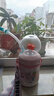 comobebe可萌貝比小鯨魚(yú)噴水杯兒童水杯寶寶喝水神器學(xué)生吸管趣味噴泉水杯 不銹鋼保溫杯-粉色 330ml +背帶 曬單實(shí)拍圖