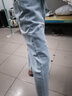 宇項直筒破洞牛仔褲男春夏款ins港風(fēng)潮流寬松百搭原宿風(fēng)九分休閑褲子 淺藍色 S 曬單實(shí)拍圖