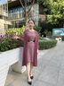 俞兆林（YUZHAOLIN）媽媽春裝連衣裙新款闊太太洋氣中年中老年女春秋兩件套裝外套 豆沙色 2XL 曬單實(shí)拍圖