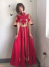 塞德勒（SAIDELE）敬酒服新娘旗袍酒紅色答謝宴結婚禮服女中式長(cháng)款平時(shí)可穿顯瘦 酒紅色長(cháng)款 XS 曬單實(shí)拍圖
