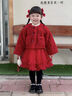 班喜迪女童連衣裙秋冬裝2025新款女寶寶周歲禮服冬季裙子兒童生日公主裙 紅色 100 曬單實(shí)拍圖