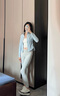 科特迪蘭品牌瑜伽服春夏運(yùn)動(dòng)上衣女抽繩緊身顯瘦立領(lǐng)長(zhǎng)袖專業(yè)跑步健身外套 卷云藍(lán)長(zhǎng)袖+湛藍(lán)色長(zhǎng)褲 M 曬單實(shí)拍圖